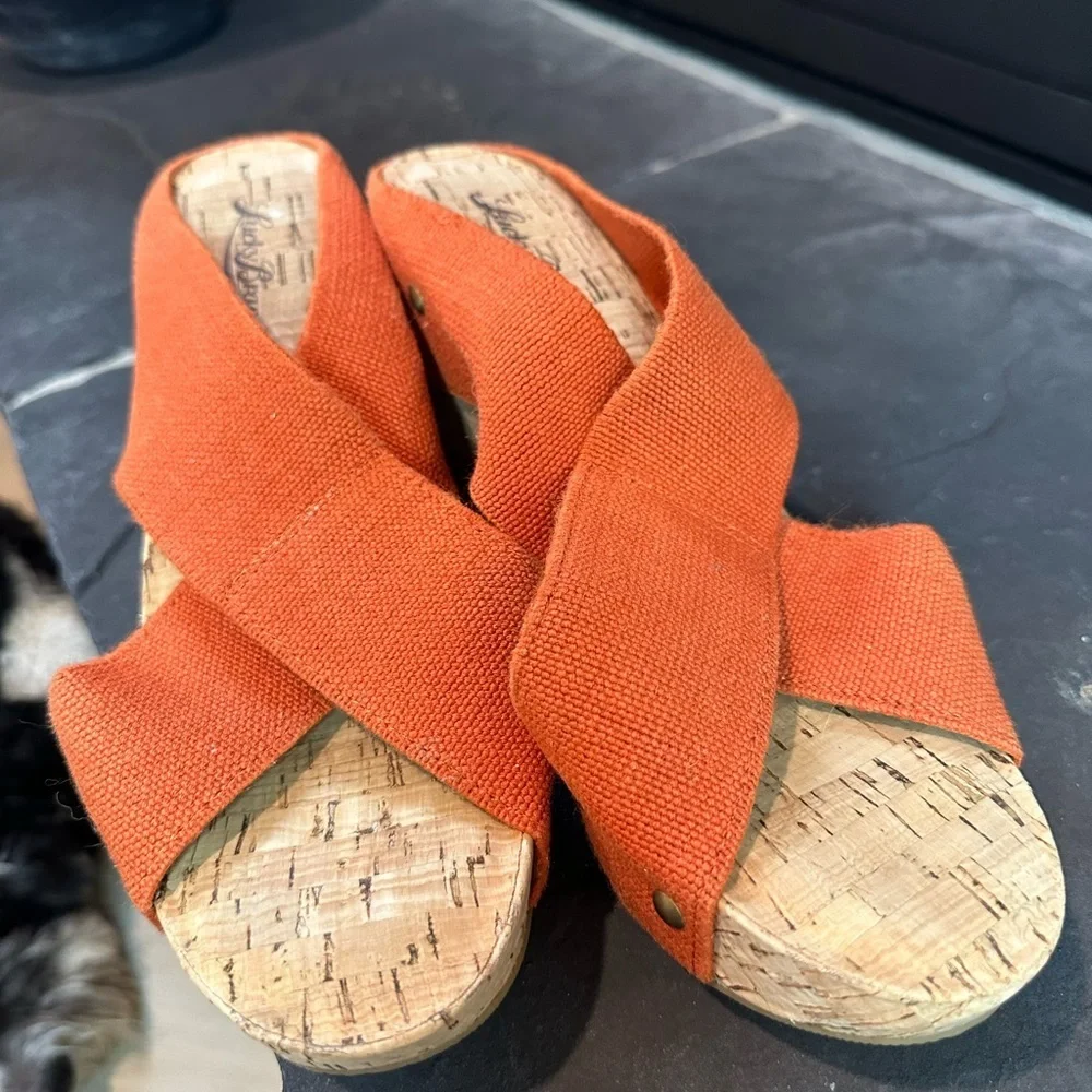 Lucky Brand Orange Wedge Sandals